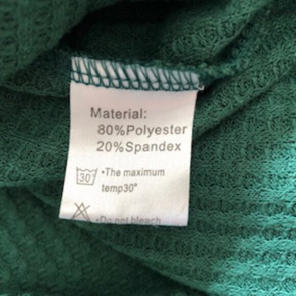 NWOT IWOLLENCE 2XL Plus Waffle Knit Tie Knot Tunic Top Green Long Sleeve Batwing - Picture 8 of 8